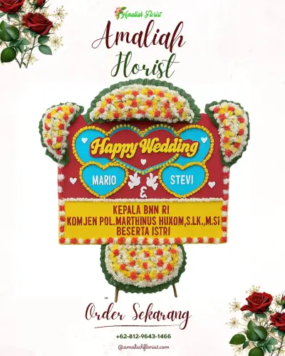 Karangan Papan Bunga Pernikahan di Maroangin